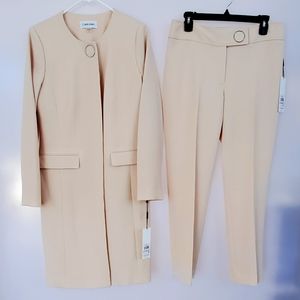Calvin Klein Baby Pink/Cream Women's Suit Blazer and Matching Pants